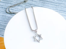 Load image into Gallery viewer, Engraved Star of David Necklace Am Yisrael Chai
