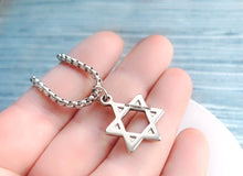 Load image into Gallery viewer, Engraved Star of David Necklace Am Yisrael Chai