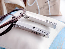 Load image into Gallery viewer, Personalized Name Bar Necklace with Leather Cord
