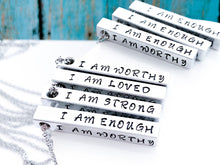 Load image into Gallery viewer, I am enough Necklace You are Worthy Self Love Bar Necklace - Everything Beautiful Jewelry
