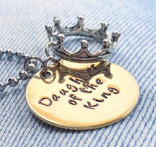 Load image into Gallery viewer, Daughter of the King Necklace With Crown Charm and Metal Choice - Everything Beautiful Jewelry