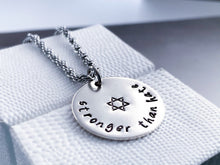 Load image into Gallery viewer, Stronger Than Hate Jewish Necklace, Sterling Silver - Everything Beautiful Jewelry
