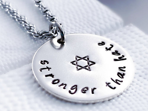 Stronger Than Hate Jewish Necklace, Sterling Silver - Everything Beautiful Jewelry