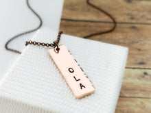 Load image into Gallery viewer, Men's Initial Name Copper Necklace, Custom Hammered Copper Rustic Pendant - Everything Beautiful Jewelry