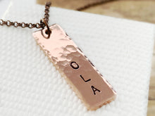 Load image into Gallery viewer, Men's Initial Name Copper Necklace, Custom Hammered Copper Rustic Pendant - Everything Beautiful Jewelry