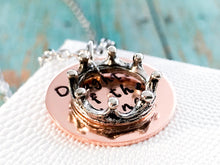 Load image into Gallery viewer, Daughter of the King Necklace With Crown Charm and Metal Choice - Everything Beautiful Jewelry
