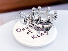 Load image into Gallery viewer, Daughter of the King Necklace With Crown Charm and Metal Choice - Everything Beautiful Jewelry