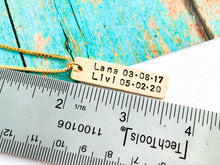 Load image into Gallery viewer, Men's Personalized Gold Name Bar Necklace, Kid's names dates - Everything Beautiful Jewelry