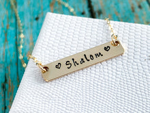 Load image into Gallery viewer, Shalom Hebrew Bar Necklace - Everything Beautiful Jewelry