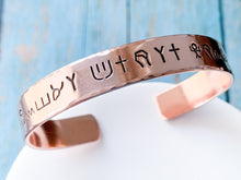 Load image into Gallery viewer, Psalm 119 Hieroglyph Paleo Hebrew Cuff Bracelet - Everything Beautiful Jewelry
