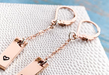 Load image into Gallery viewer, Rose gold filled dangle heart earrings - Everything Beautiful Jewelry