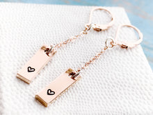 Load image into Gallery viewer, Rose gold filled dangle heart earrings - Everything Beautiful Jewelry