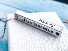 Load image into Gallery viewer, Personalized Four Sided Bar Necklace with Birthstones - Everything Beautiful Jewelry
