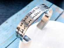 Load image into Gallery viewer, Ralf Waldo Emerson quote bracelet, What lies behind us, Sterling silver - Everything Beautiful Jewelry