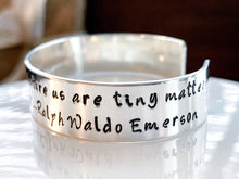 Load image into Gallery viewer, Ralf Waldo Emerson quote bracelet, What lies behind us, Sterling silver - Everything Beautiful Jewelry