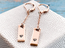 Load image into Gallery viewer, Rose gold filled dangle heart earrings - Everything Beautiful Jewelry