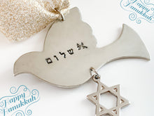 Load image into Gallery viewer, Shalom Dove Ornament with Star of David