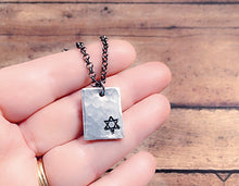 Load image into Gallery viewer, Star of David Necklace, Hammered Silver or Aluminum Pendant - Everything Beautiful Jewelry
