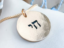 Load image into Gallery viewer, Gold Chai Hebrew Necklace, Round Pendant
