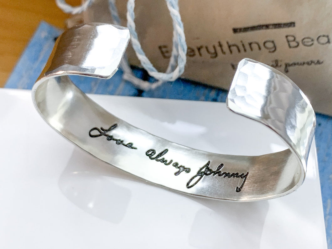Love Note or Signature, Actual Handwriting Engraved Bracelet