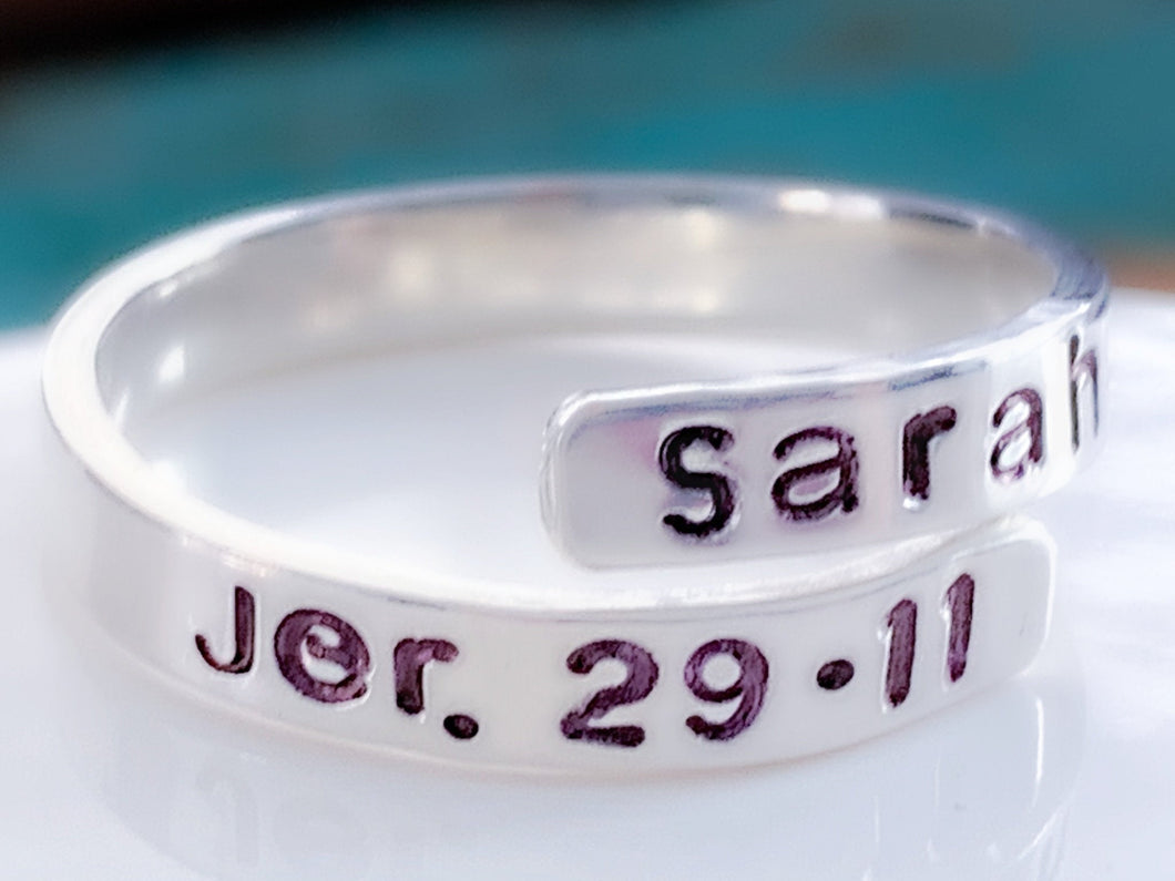 Scripture and Name Wrap Ring - Everything Beautiful Jewelry