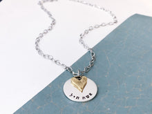 Load image into Gallery viewer, Eshet Chayil sterling silver necklace with golden heart - Everything Beautiful Jewelry

