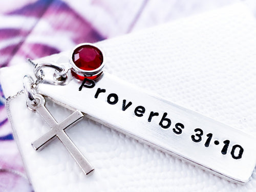 Proverbs 31 Necklace, More precious than rubies, Sterling Silver - Everything Beautiful Jewelry