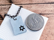 Load image into Gallery viewer, Star of David Necklace, Hammered Silver or Aluminum Pendant - Everything Beautiful Jewelry
