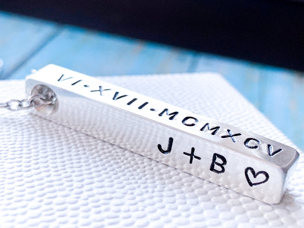 Personalized Sterling Silver Bar Necklace - Everything Beautiful Jewelry