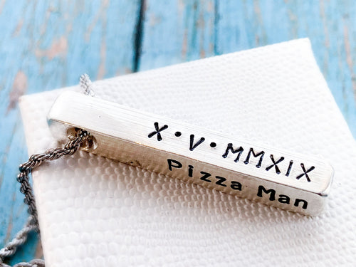 Men's Personalized Sterling Silver Bar Necklace - Everything Beautiful Jewelry