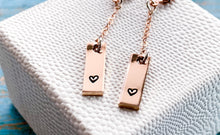 Load image into Gallery viewer, Rose gold filled dangle heart earrings - Everything Beautiful Jewelry
