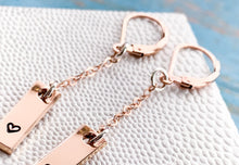 Load image into Gallery viewer, Rose gold filled dangle heart earrings - Everything Beautiful Jewelry

